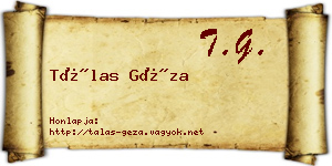 Tálas Géza névjegykártya